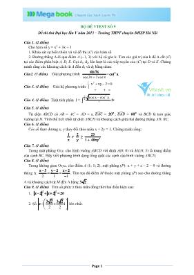 Đề thi thử Đại học lần V năm 2013 môn Toán Trường THPT chuyên ĐHSP Hà Nội